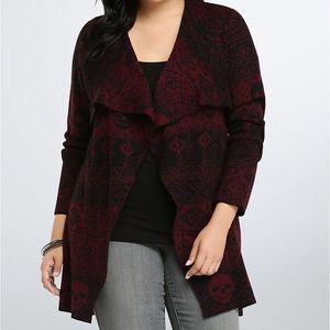 Torrid Wine Red Skull Cardigan